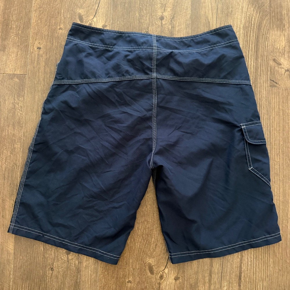 Hurley Board Shorts Mens 33 Navy Blue Contrast Stitch Cargo Pocket Surf Beach - Picture 2 of 12